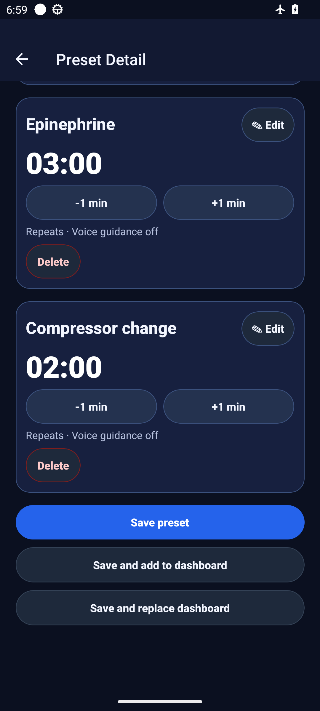 Captura real en inglés para guardar una combinación como preajuste