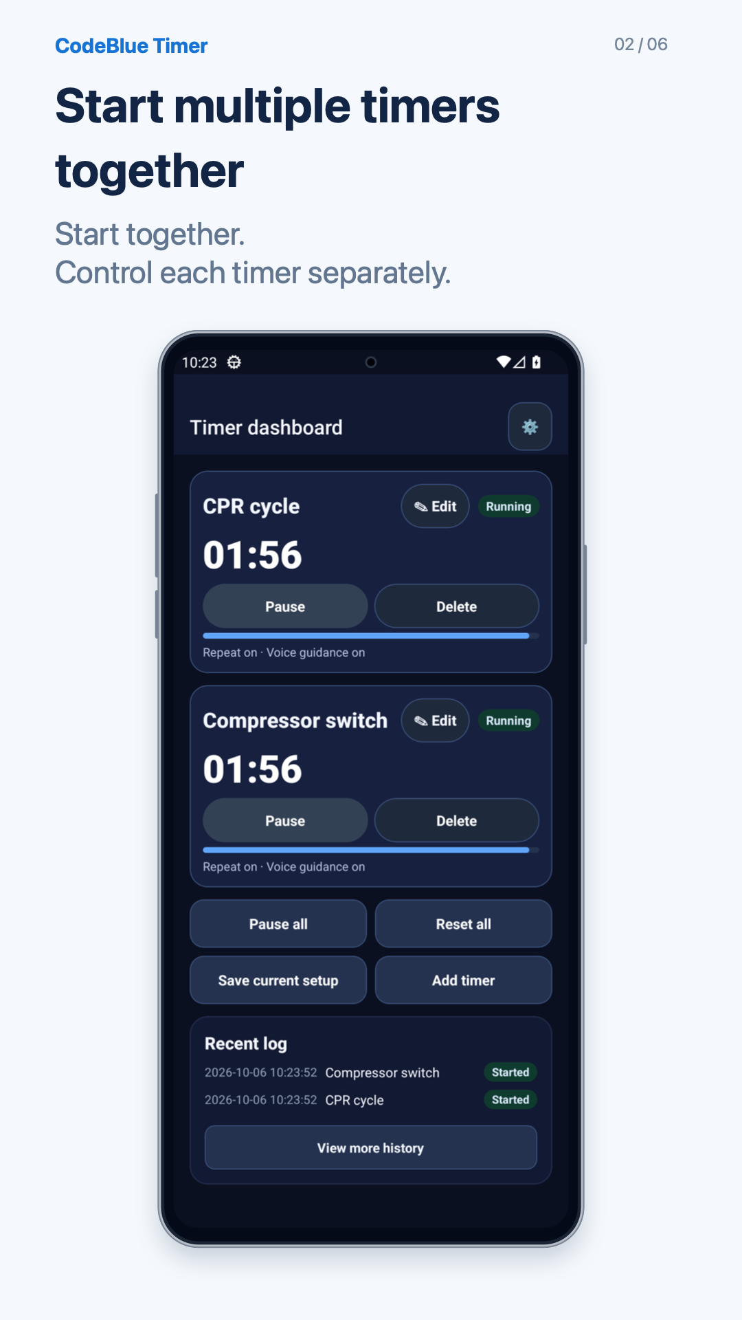 Start prepared timers together — based on actual app screens